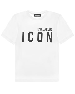 Белая футболка с принтом ICON детская Dsquared2