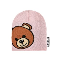 Розовая шапка с принтом медвежонок детская Moschino