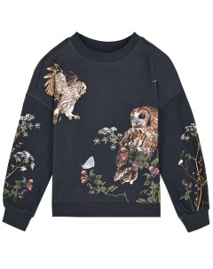 Черный свитшот с принтом совы Moonlight Owls детский Molo