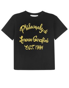 Черная футболка с желтым логотипом детская Philosophy