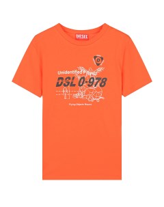 Оранжевая футболка с принтом DSL 0 978 детская Diesel