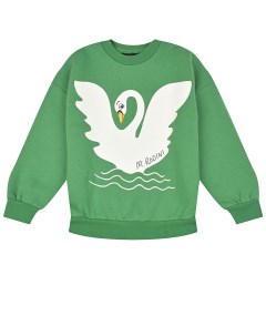 Зеленый свитшот с принтом лебедь детский Mini rodini