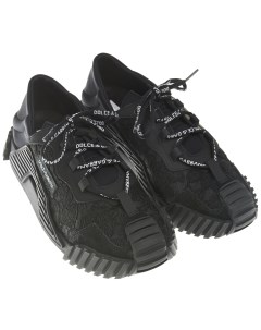 Черные кроссовки с кружевными вставками детские Dolce&gabbana
