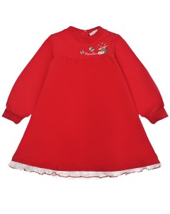 Красное платье с вышивкой детское Monnalisa