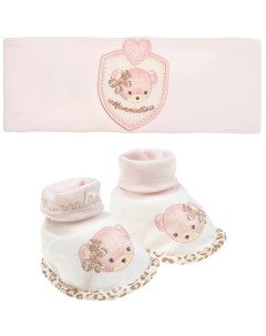 Комплект повязка и пинетки розовый детский Monnalisa