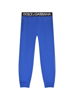 Синие спортивные брюки с черной резинкой детские Dolce&gabbana