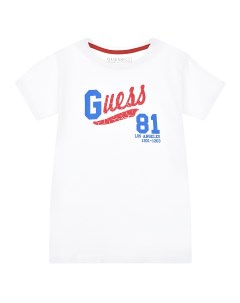 Белая футболка с красно синим лого детская Guess