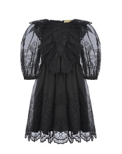 Черное шелковое платье с шитьем детское Stella mccartney