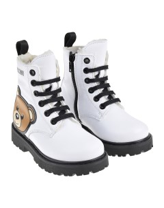 Белые утепленные ботинки из кожи детские Moschino