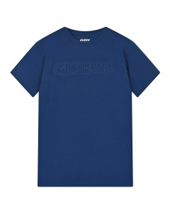 Темно синяя футболка с объемным лого детское Guess