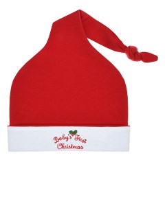 Красная шапка колпак с вышивкой Babys first Christmas детская Kissy kissy