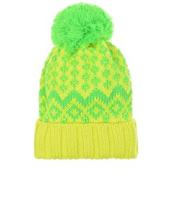 Желтая шапка с зеленым узором детская Regina