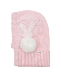 Розовая шапка шлем с декором заяц детская Il trenino