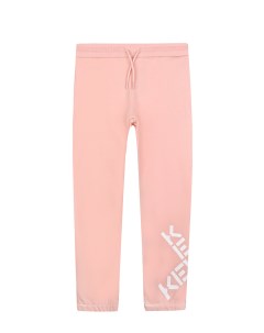 Розовые спортивные брюки с белым логотипом детские Kenzo
