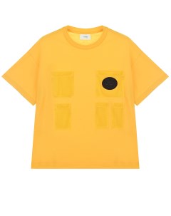 Желтая футболка с карманами детская Fendi