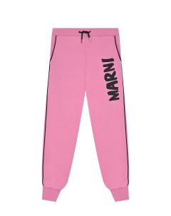 Розовые спортивные брюки с черным лого детские Marni