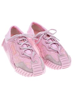 Розовые кроссовки с кружевными вставками детские Dolce&gabbana