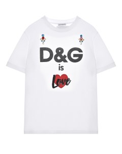 Белая футболка с нашивкой сердце Love детская Dolce&gabbana
