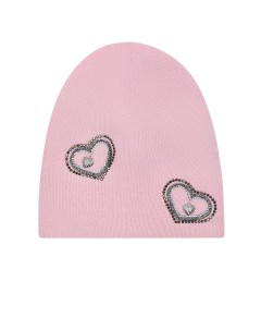 Розовая шапка с деокром сердца детская Regina