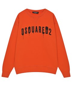 Оранжевый свитшот с черным лого детский Dsquared2