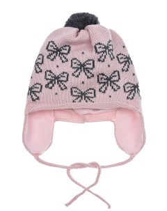 Розовая шапка с декором банты детская Catya