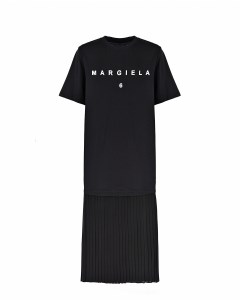 Черное платье с белым логотипом детское Mm6 maison margiela