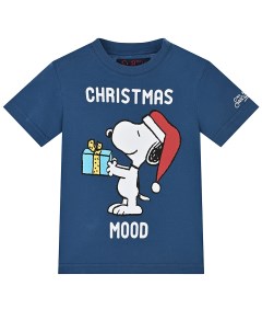 Синяя футболка с принтом christmas mood детская Saint barth