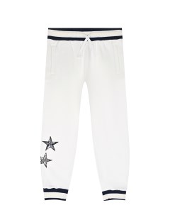 Белые спортивные брюки с черно белой резинкой детские Dolce&gabbana