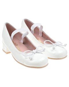Белые туфли с тонким бантом детские Pretty ballerinas