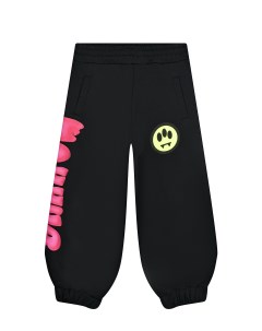 Черные спортивные брюки с розовым лого детские Barrow