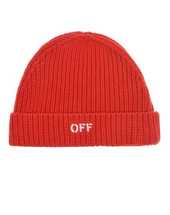 Красная шапка с белым логотипом детская Off-white