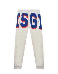 Серые спортивные брюки с синим логотипом детские Msgm