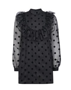 Черное шелковое платье в горошек детское Stella mccartney