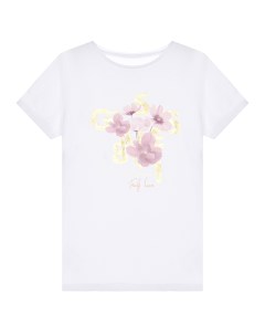 Белая футболка с цветочным принтом детская Guess