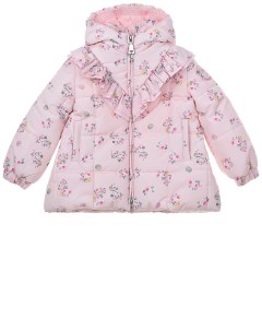 Розовое пальто с рюшами детское Monnalisa