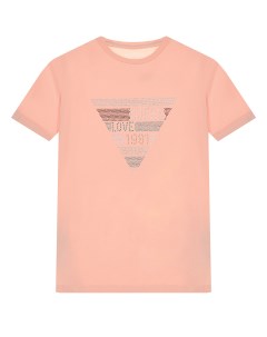 Розовая футболка с лого из страз детская Guess