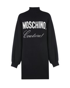 Черное платье с логотипом из страз детское Moschino