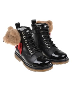 Кожаные ботинки с аппликацией медвежонок детские Monnalisa