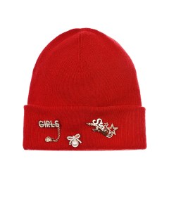 Красная шапка с брошками детская Regina