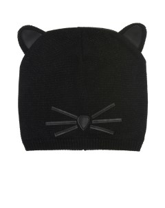 Черная шапка с декором кошка детская Karl lagerfeld kids