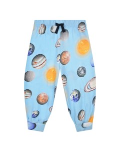 Голубые спортивные брюки с принтом планеты детские Molo