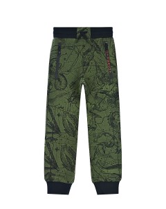Зеленые спортивные брюки с принтом детские Givenchy