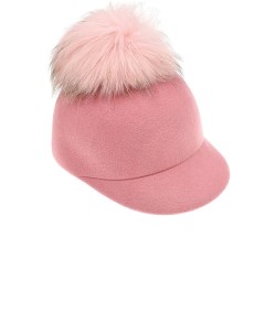 Розовая кепка с меховым помпоном детская Regina