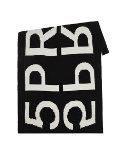 Черный шарф с белым логотипом 60х130 см 5preview