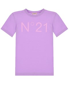 Сиреневая футболка с лого в тон детская No21