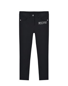 Черные брюки с лого из стразов детские Moschino