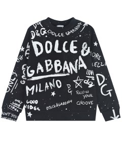 Черный свитшот с белыми надписями детский Dolce&gabbana