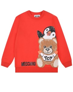 Красный свитшот с принтом медвежонок и пингвин детский Moschino