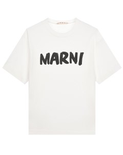 Белая футболка с черным лого детская Marni