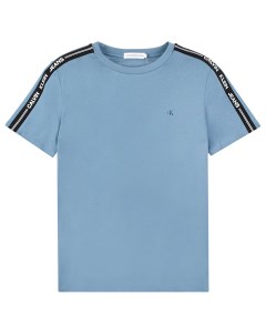 Синяя футболка с лого на плечах детская Calvin klein